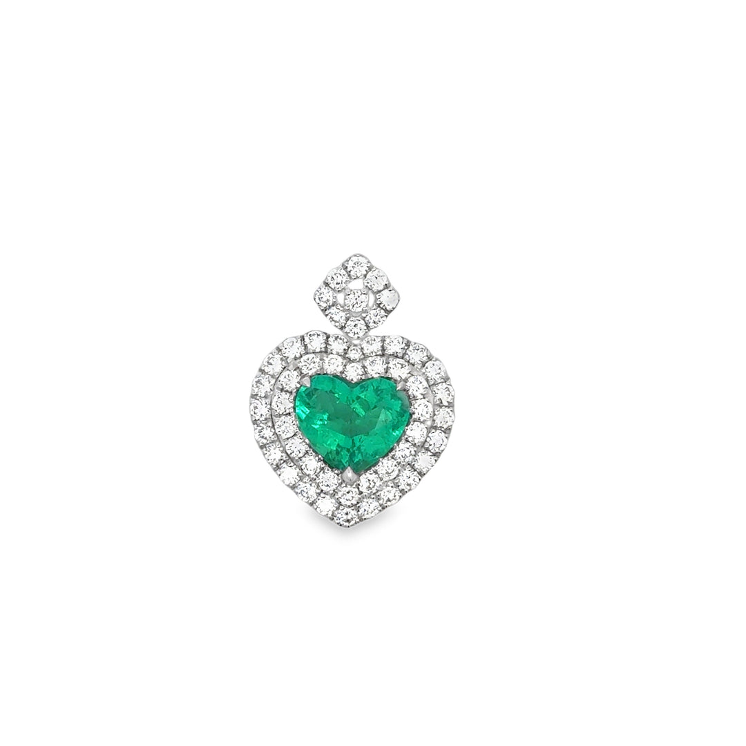 Contemporary Designer A.V. 1.92ct Colombian Emerald & Diamond 14K White Gold Pendant
