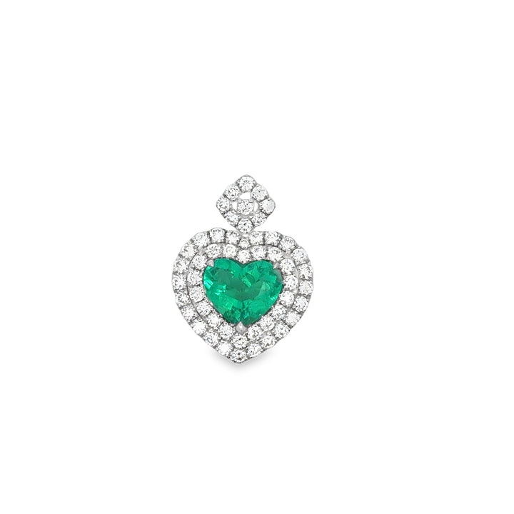 Contemporary Designer A.V. 1.92ct Colombian Emerald & Diamond 14K White Gold Pendant