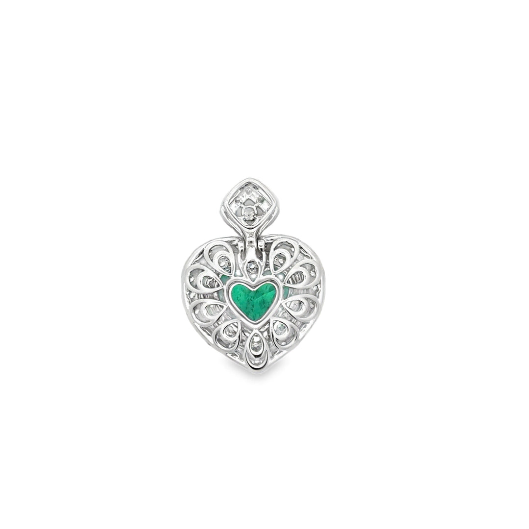 Contemporary Designer A.V. 1.92ct Colombian Emerald & Diamond 14K White Gold Pendant