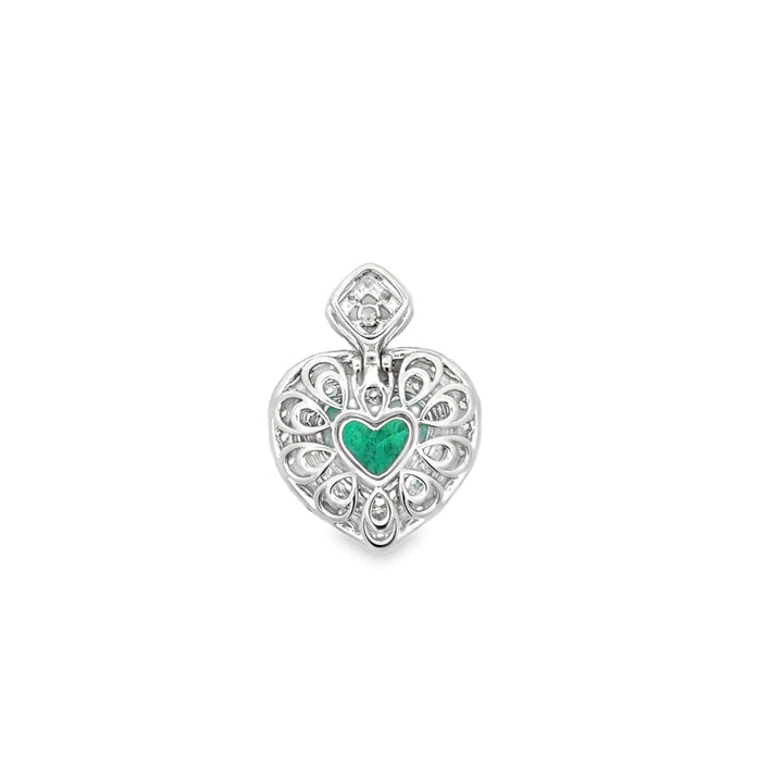 Contemporary Designer A.V. 1.92ct Colombian Emerald & Diamond 14K White Gold Pendant