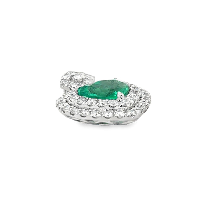 Contemporary Designer A.V. 1.92ct Colombian Emerald & Diamond 14K White Gold Pendant