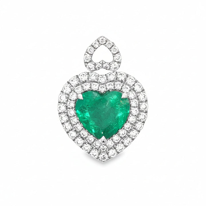 Contemporary Designer A.V. 3.34ct Colombian Emerald & Diamond 14K White Gold Pendant