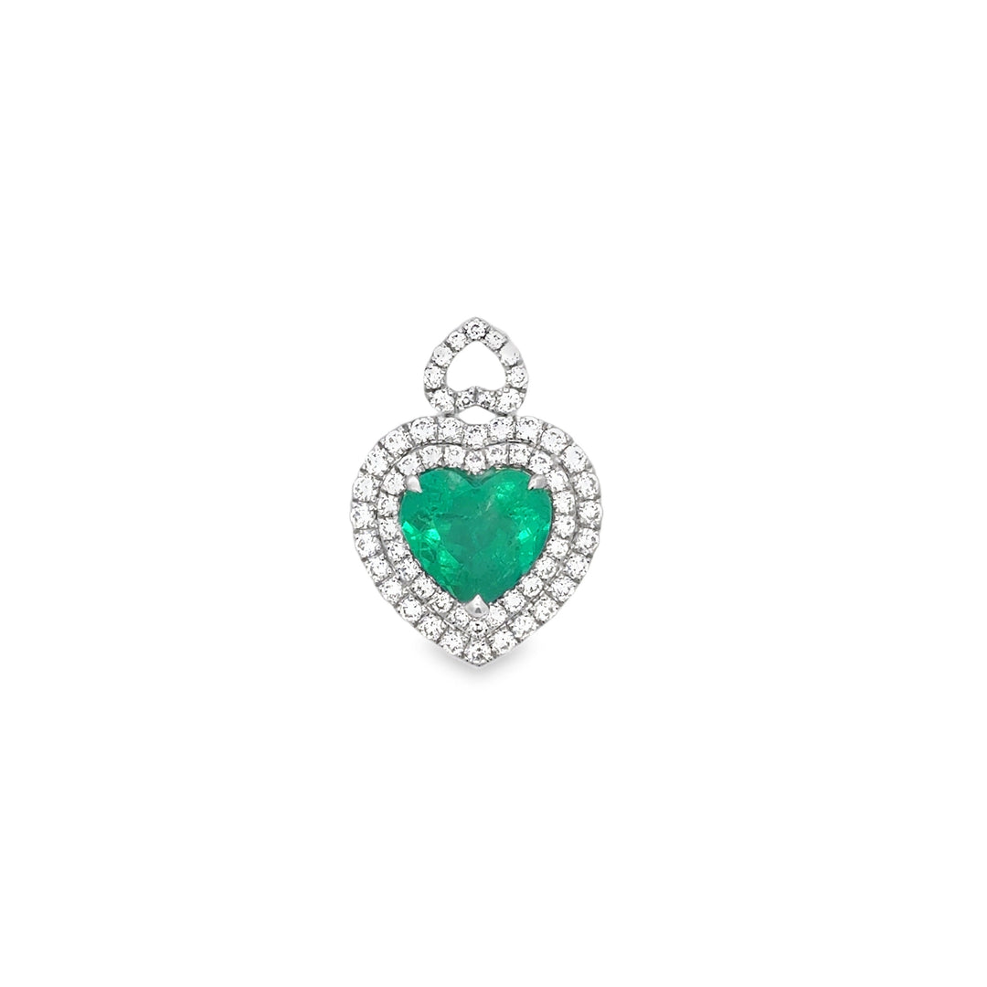 Contemporary Designer A.V. 3.34ct Colombian Emerald & Diamond 14K White Gold Pendant