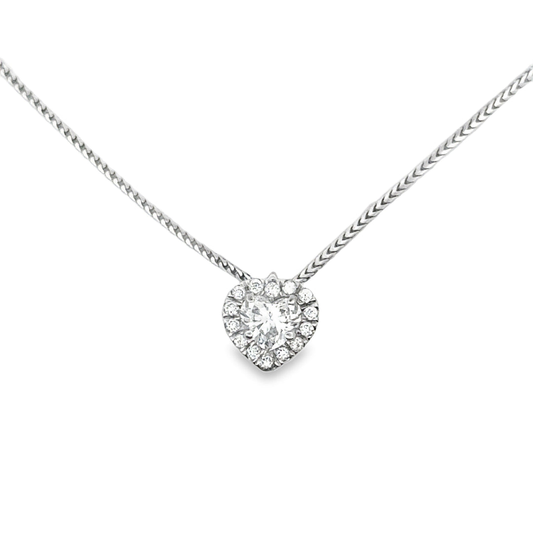 Modern Heart Shape Diamond & 14K White Gold Necklace