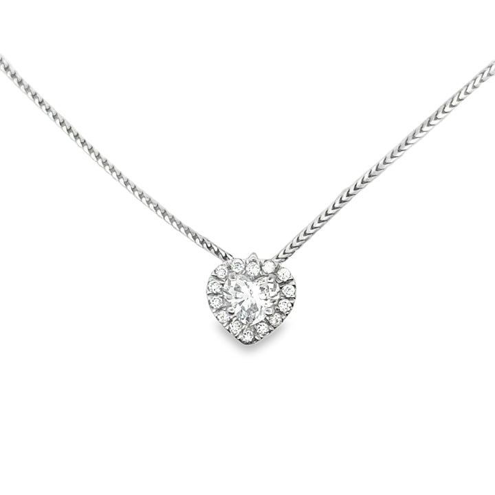 Modern Heart Shape Diamond & 14K White Gold Necklace
