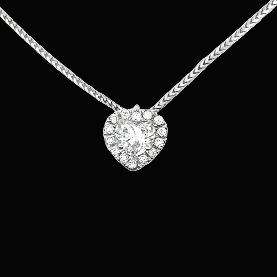 Modern Heart Shape Diamond & 14K White Gold Necklace