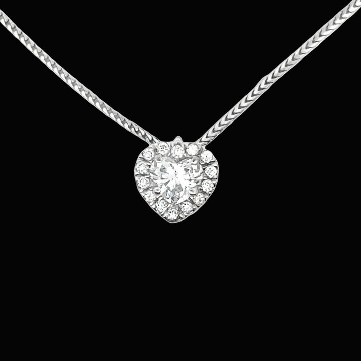 Modern Heart Shape Diamond & 14K White Gold Necklace