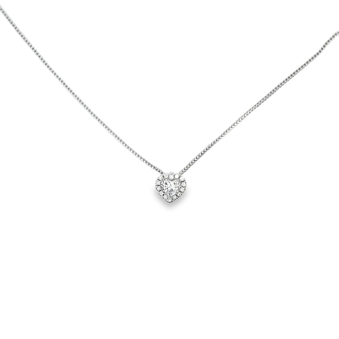 Modern Heart Shape Diamond & 14K White Gold Necklace