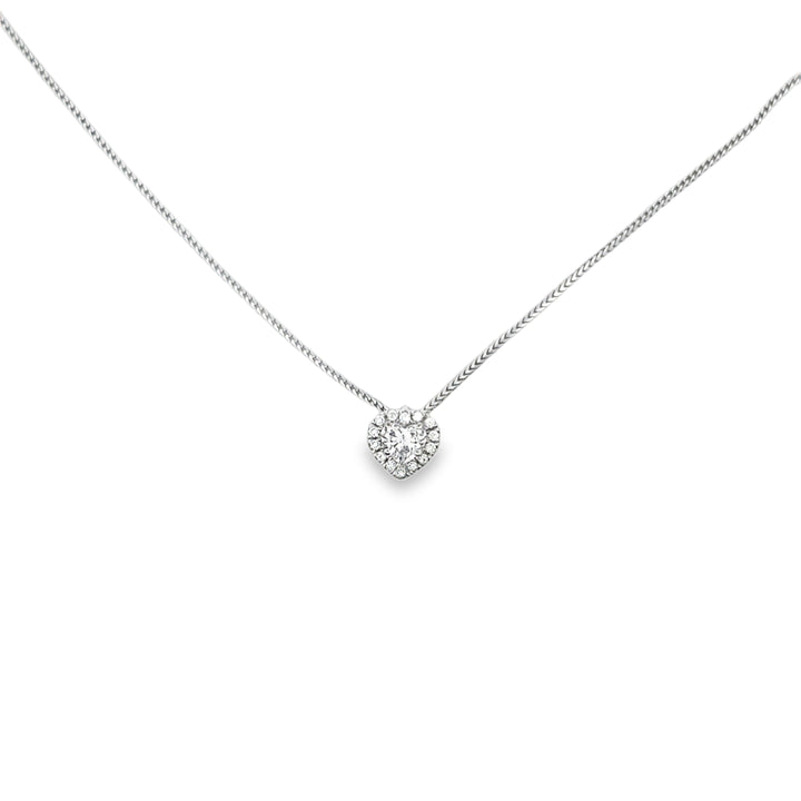 Modern Heart Shape Diamond & 14K White Gold Necklace