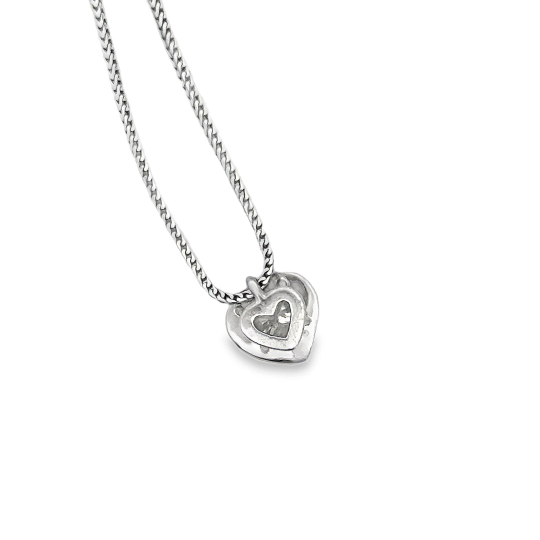 Modern Heart Shape Diamond & 14K White Gold Necklace