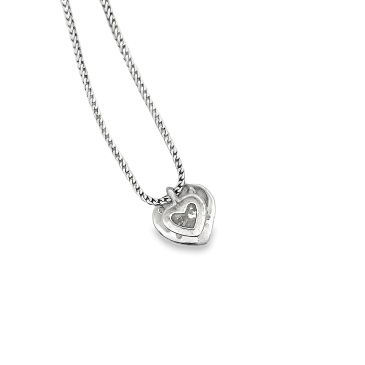 Modern Heart Shape Diamond & 14K White Gold Necklace
