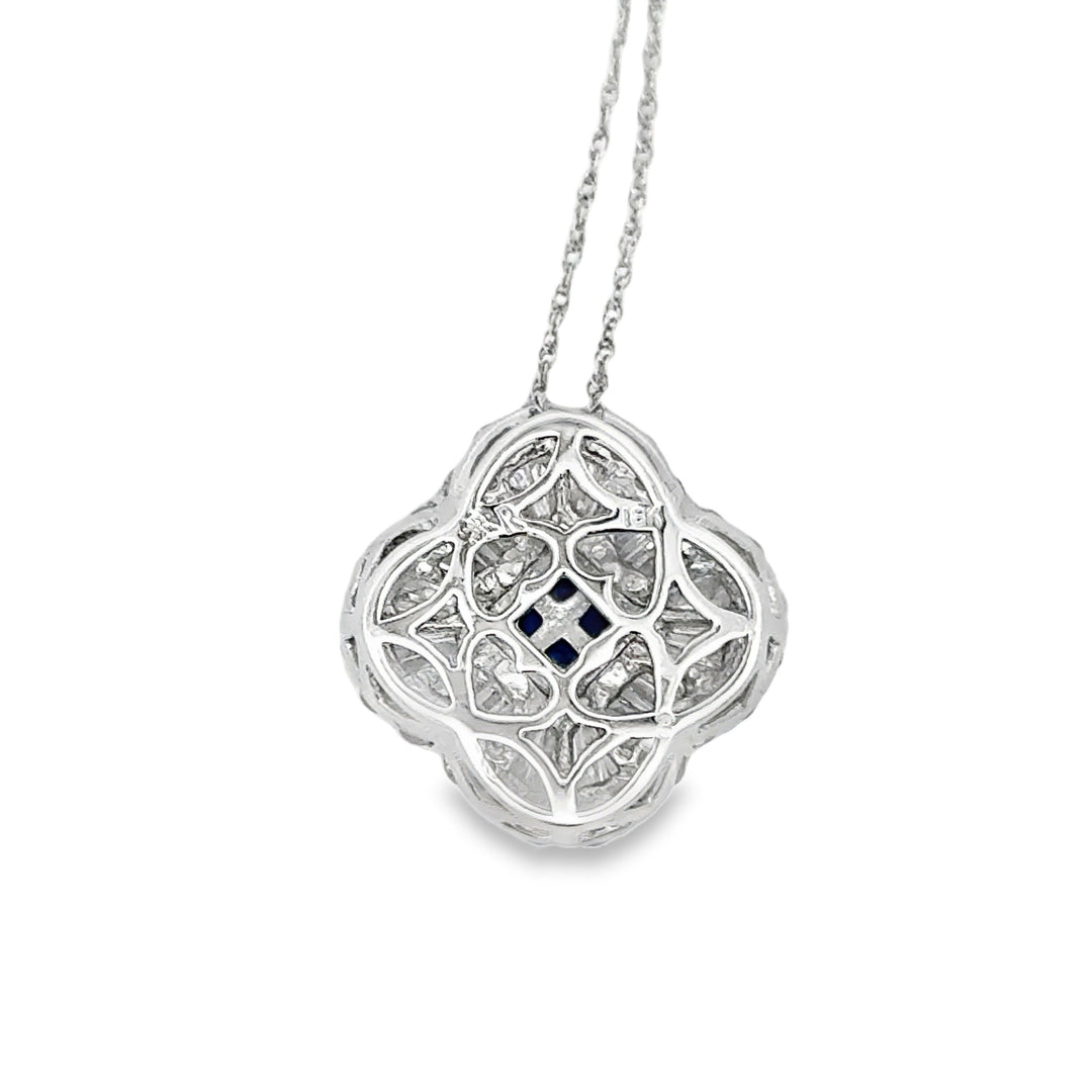 Contemporary Diamond & Sapphire Platinum & 18K White Gold Necklace
