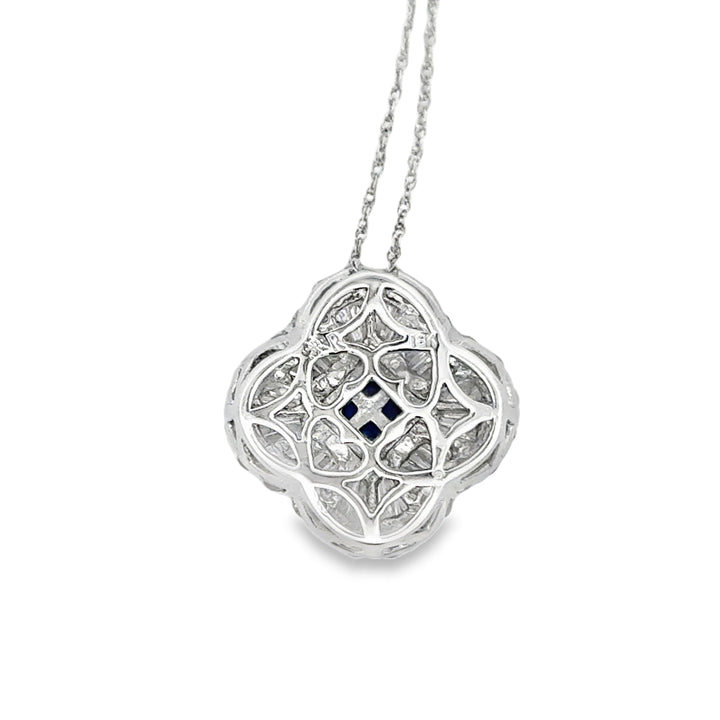 Contemporary Diamond & Sapphire Platinum & 18K White Gold Necklace