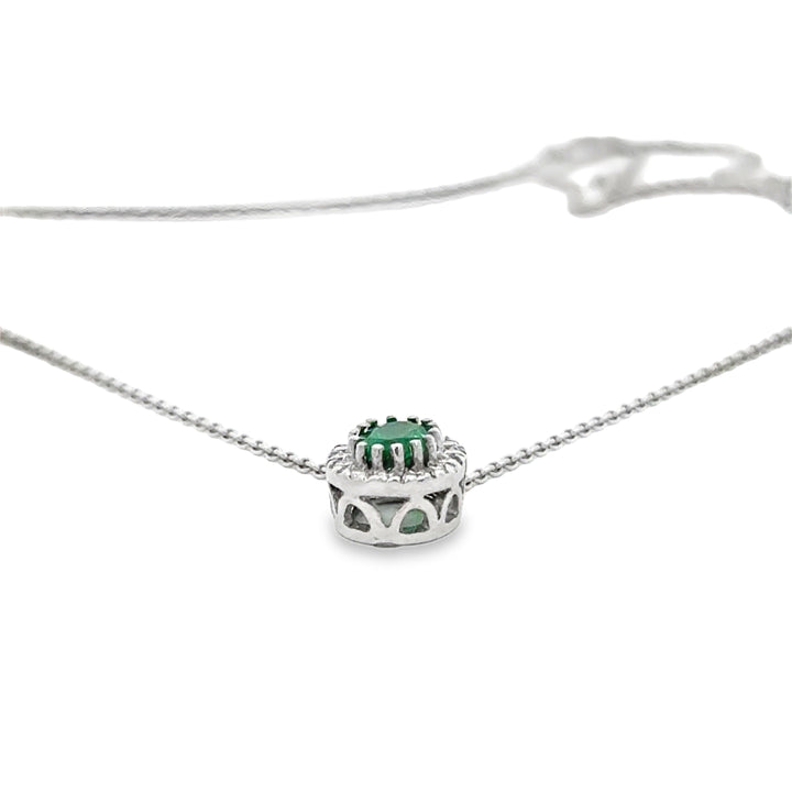 Contemporary Emerald & Diamond 14K/18K White Gold Necklace
