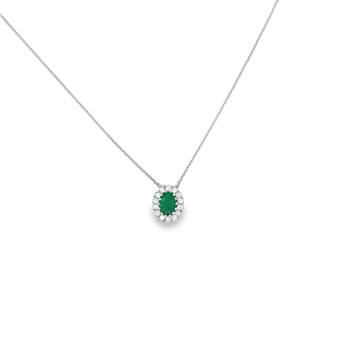 Contemporary Emerald & Diamond 14K/18K White Gold Necklace
