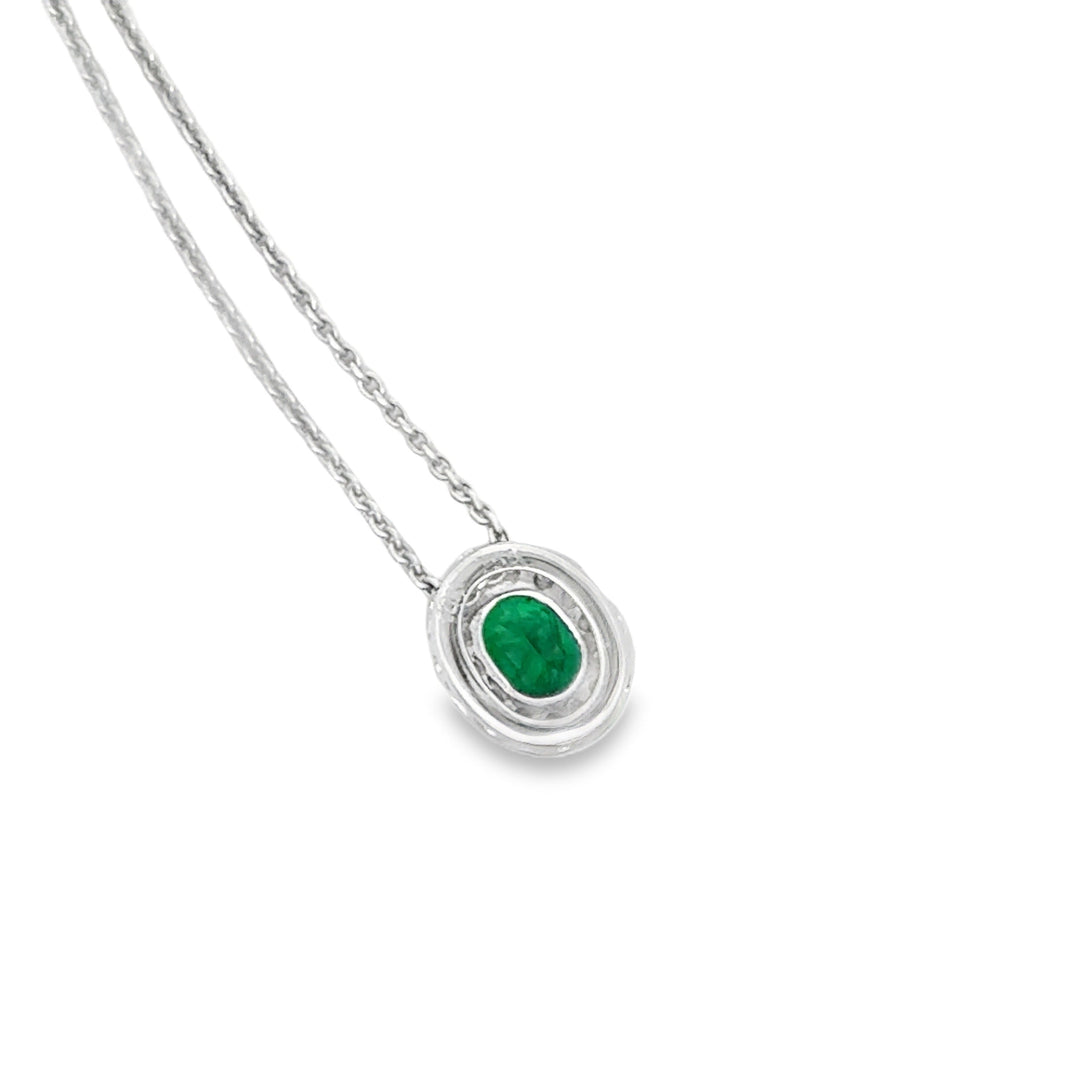 Contemporary Emerald & Diamond 14K/18K White Gold Necklace