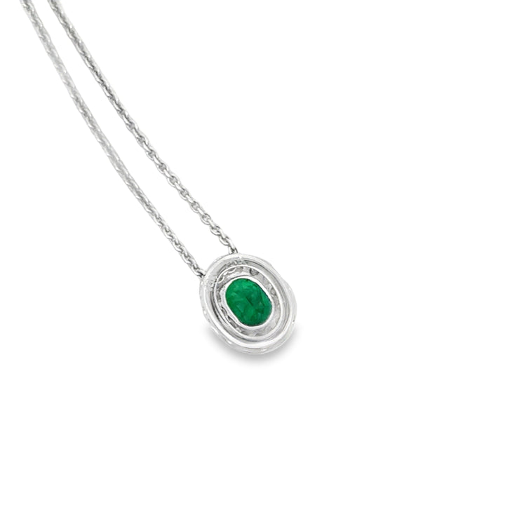 Contemporary Emerald & Diamond 14K/18K White Gold Necklace