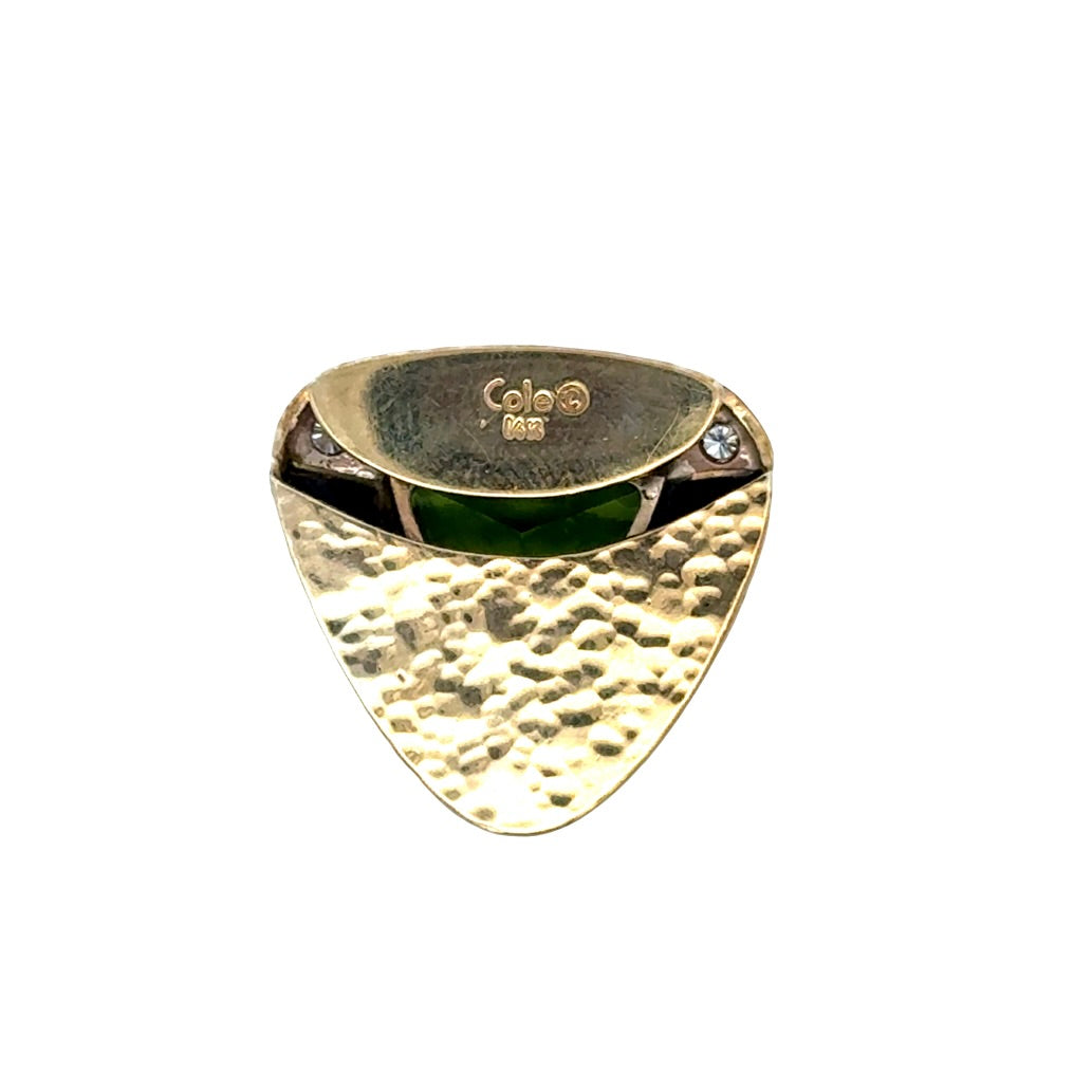 Estate Designer Cole Diamond, Onyx, Peridot 14K Yellow Gold Pendant.