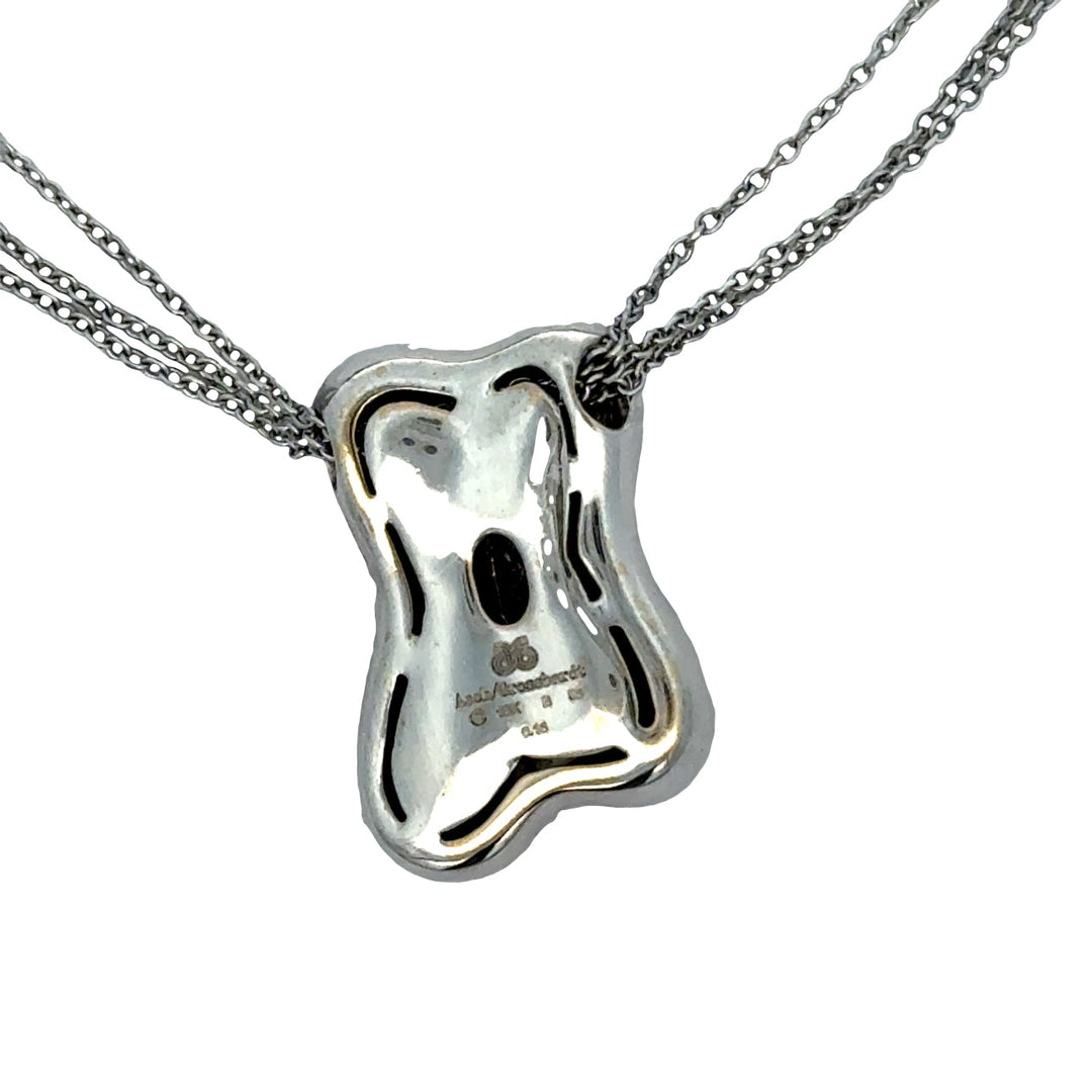Estate Designer Asch Grossbardt Diamond, Mother of Pearl, Onyx 18Kt/14Kt White Gold Necklace