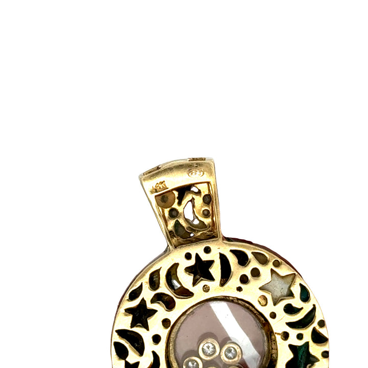 Estate Designer Asch Grossbardt Diamond, Mother of Pearl, Onyx 18Kt/14Kt White Gold Necklace