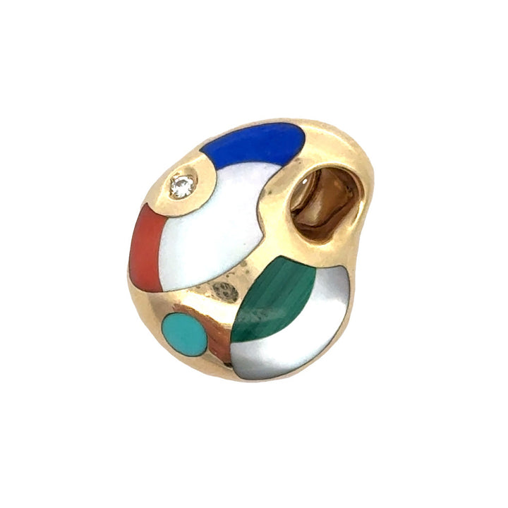 Estate Designer Asch Grossbardt Diamond Multi Color Gemstone 14Kt Yellow Gold Pendant