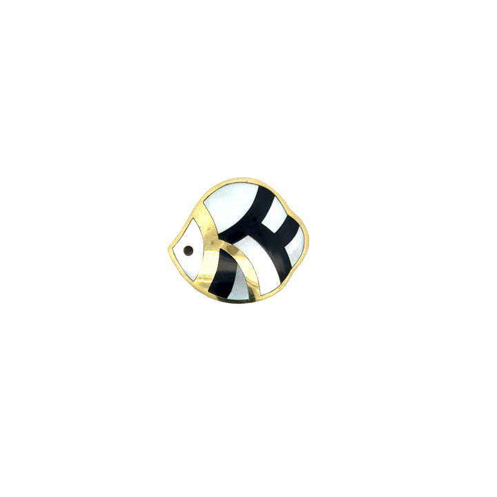 Estate Designer Asch Grossbardt Bunny Diamond, Multi Color Semi Precious Reversible 14K Yellow Gold Pendant.