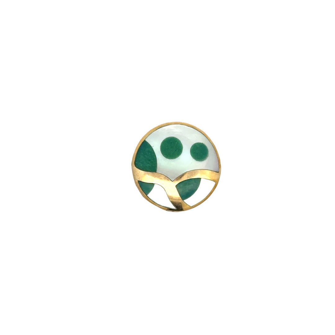 Designer Asch Grossbardt Diamond, Mother of Pearl, Malachite 14K Yellow/White Gold Pendant