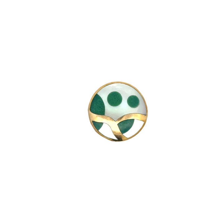 Designer Asch Grossbardt Diamond, Mother of Pearl, Malachite 14K Yellow/White Gold Pendant