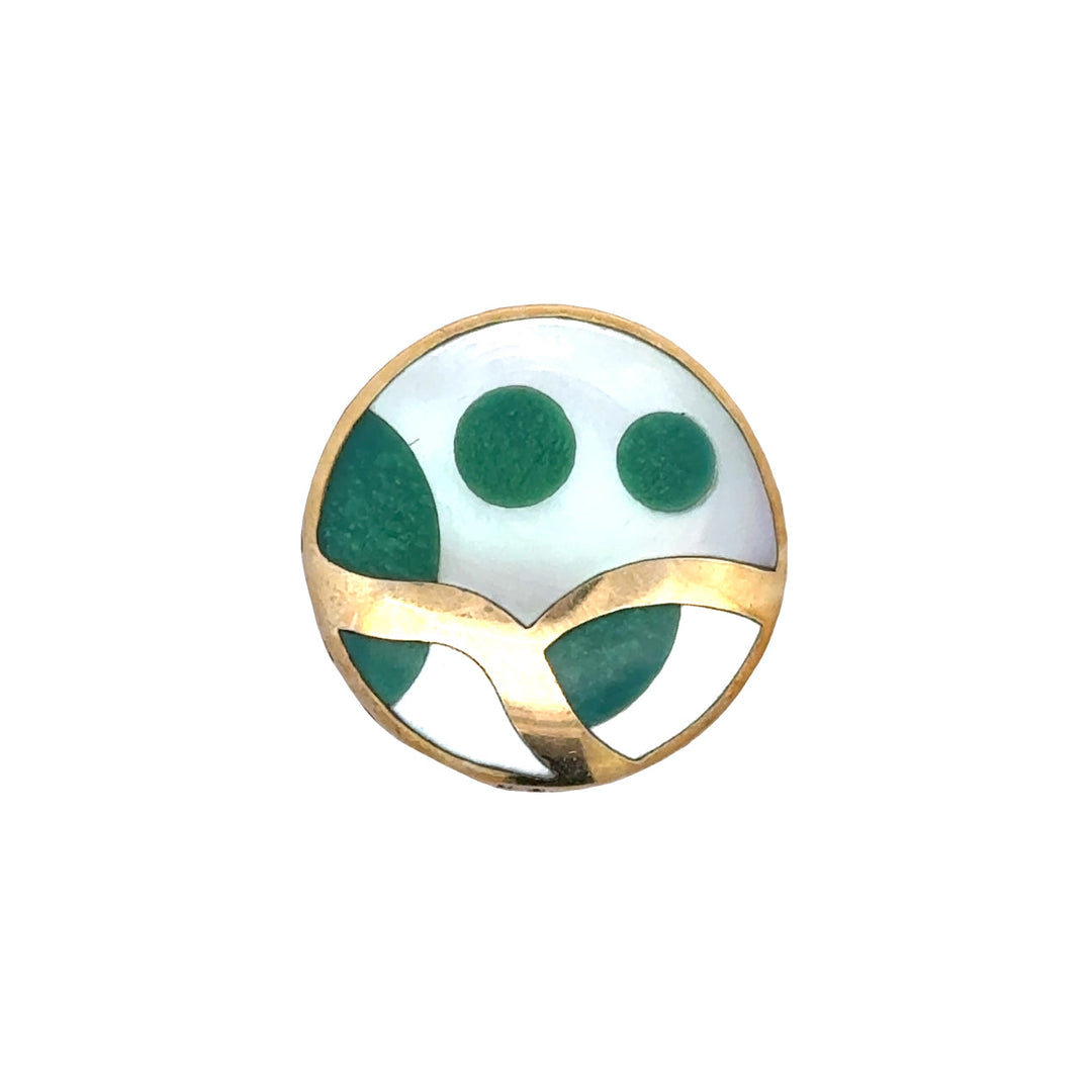 Designer Asch Grossbardt Diamond, Mother of Pearl, Malachite 14K Yellow/White Gold Pendant