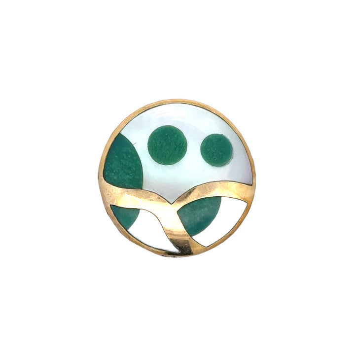 Designer Asch Grossbardt Diamond, Mother of Pearl, Malachite 14K Yellow/White Gold Pendant