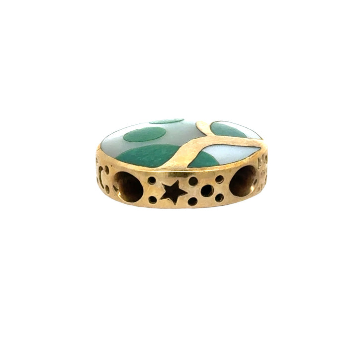 Designer Asch Grossbardt Diamond, Mother of Pearl, Malachite 14K Yellow/White Gold Pendant