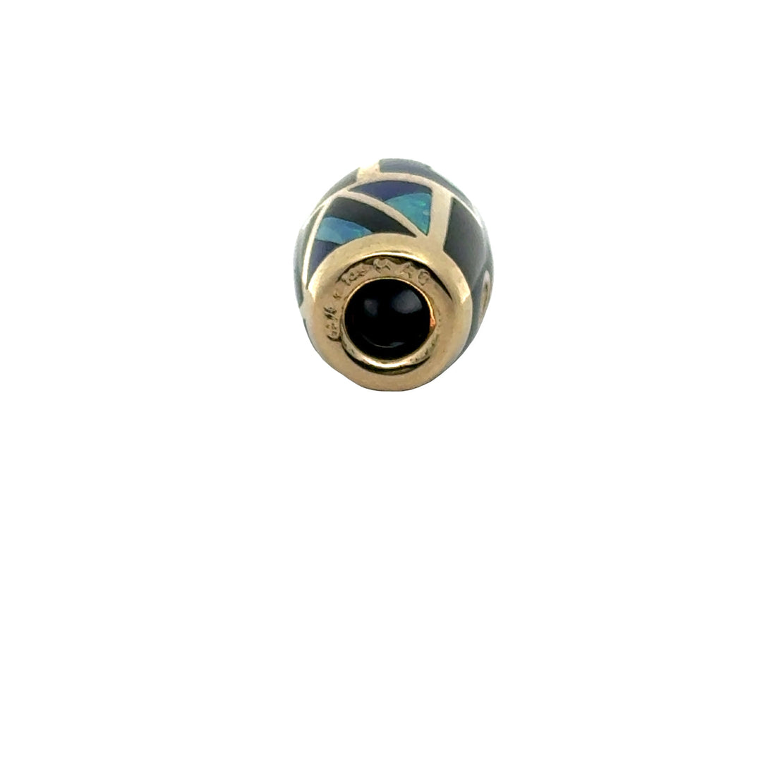 Designer Asch Grossbardt Diamond, Opal, Lapis, Onyx 14K Yellow Gold Pendant