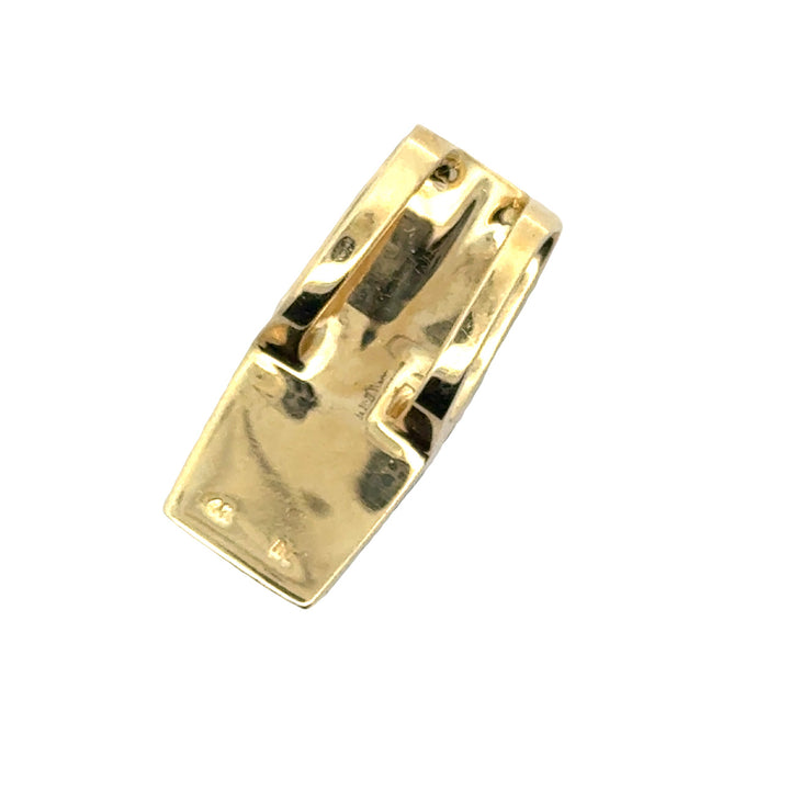 Designer HL Diamond, Onyx, Mother of Pearl 14Kt Yellow Gold Pendant