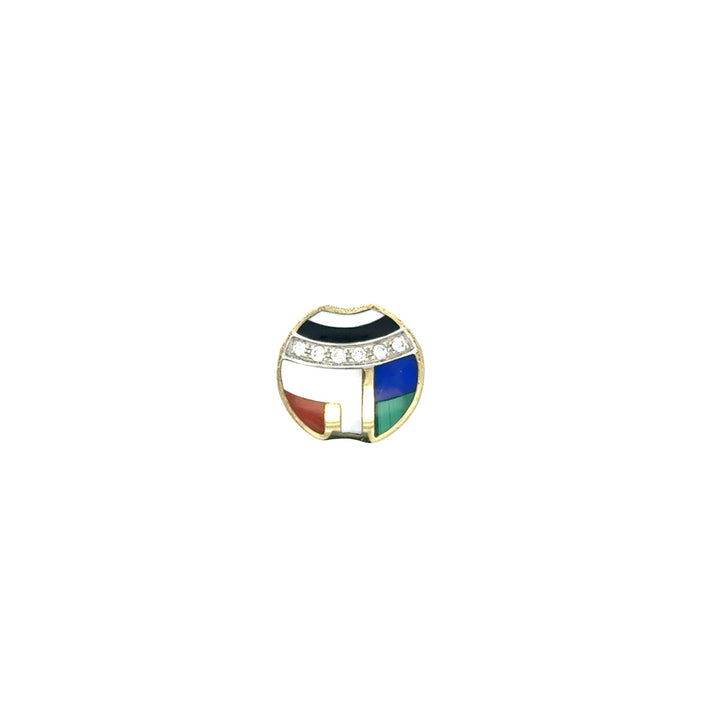 Designer Asch Grossbardt Diamond, Lapis, Malachite, Onyx, Coral  14K Yellow/White Gold Pendant