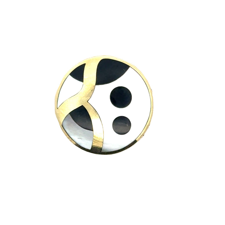 Designer Asch Grossbardt Diamond, Mother of Pearl, 14K Yellow/White Gold Pendant