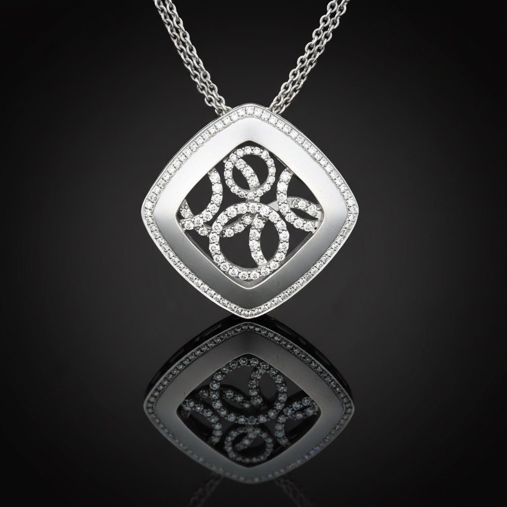 Designer E.G. Diamond 18K White Gold Necklace