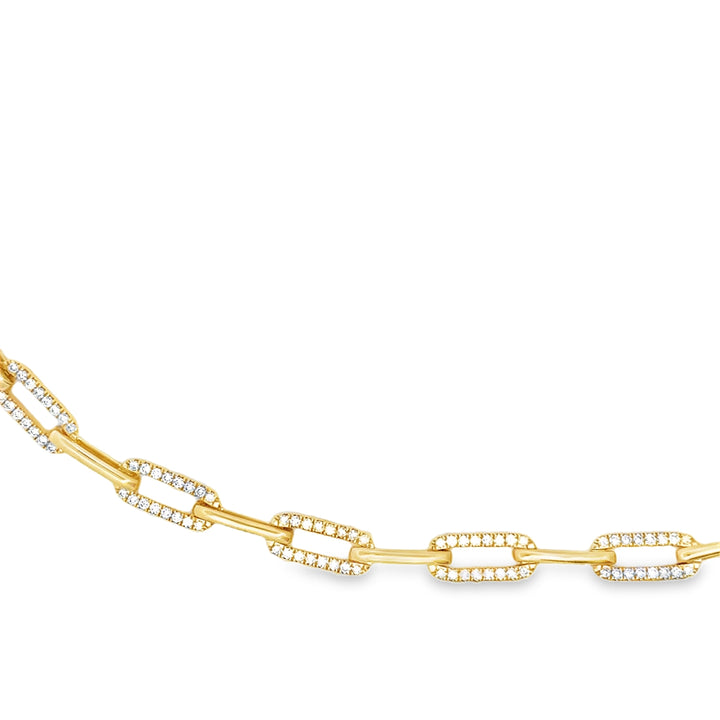 Designer Italian Paper Clip Diamond 14Kt Yellow Gold Necklace