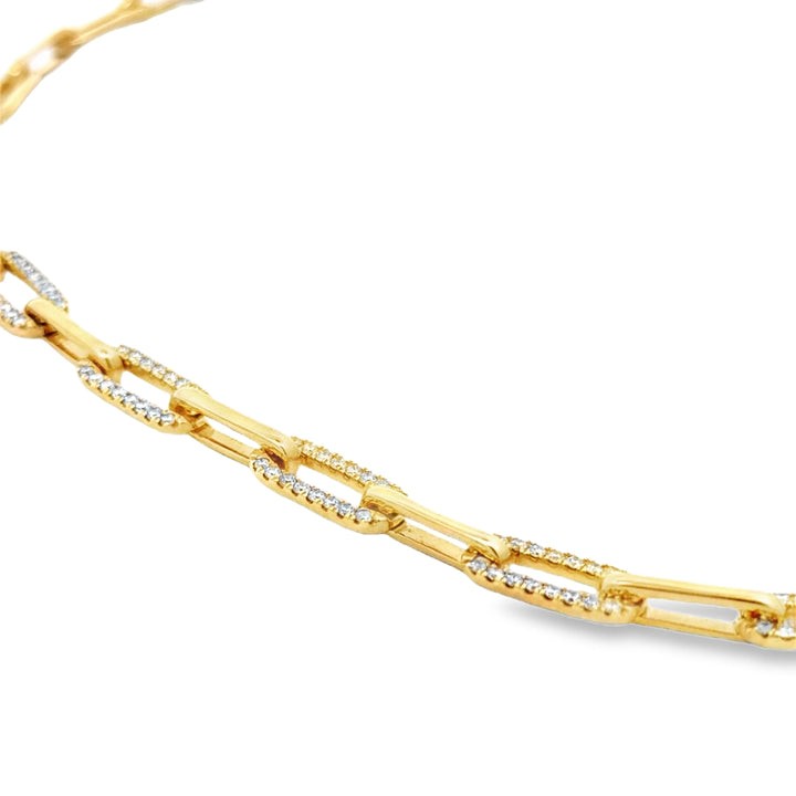 Designer Italian Paper Clip Diamond 14Kt Yellow Gold Necklace