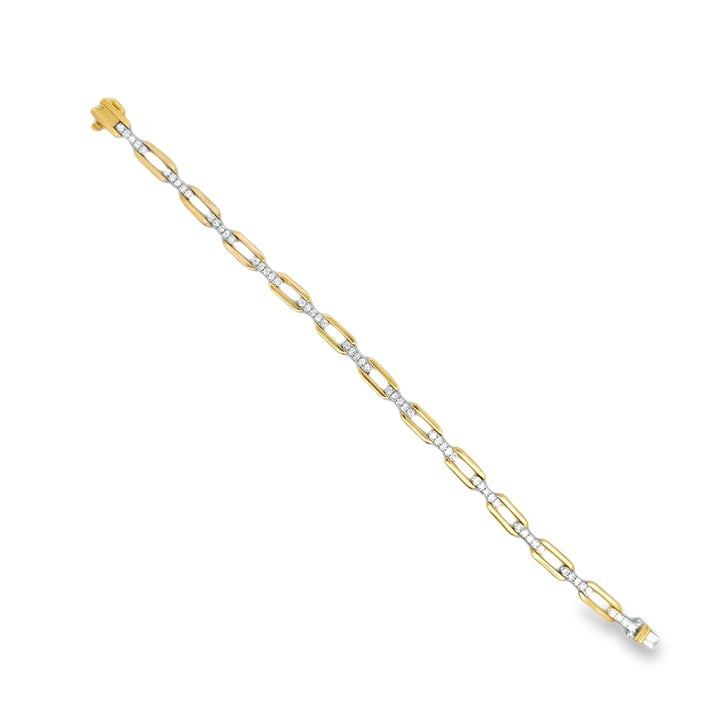 Designer Italian Paper Clip Diamond 14K White/Yellow Gold Bracelet