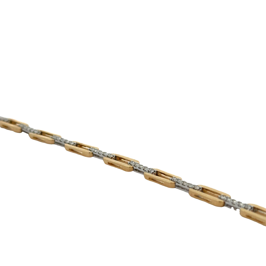 Designer Italian Paper Clip Diamond 14K White/Yellow Gold Bracelet