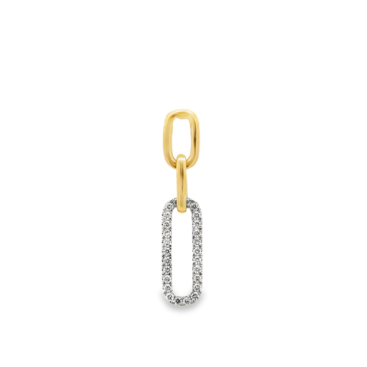 Designer Italian Paper Clip Diamond 14K White & Yellow Gold Earring