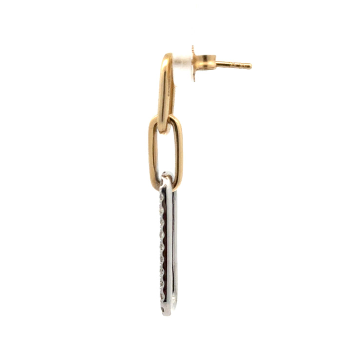 Designer Italian Paper Clip Diamond 14K White & Yellow Gold Earring