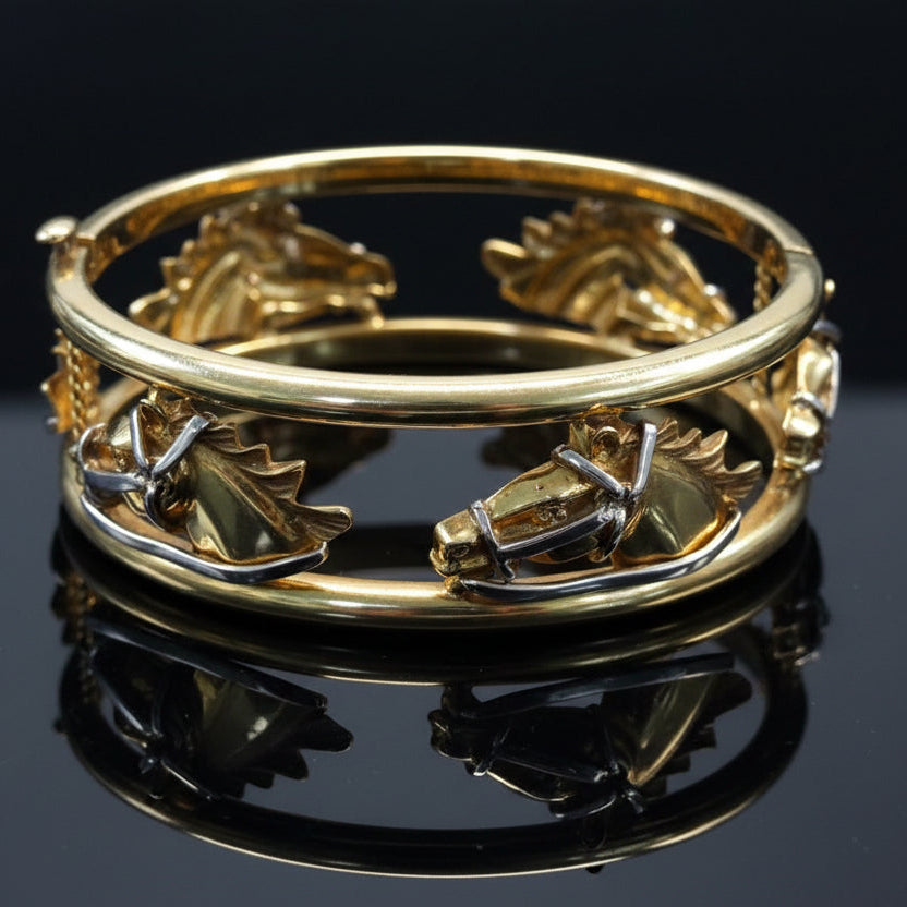 Estate "Cheral" Italian 18K Yellow and White Gold Bangle