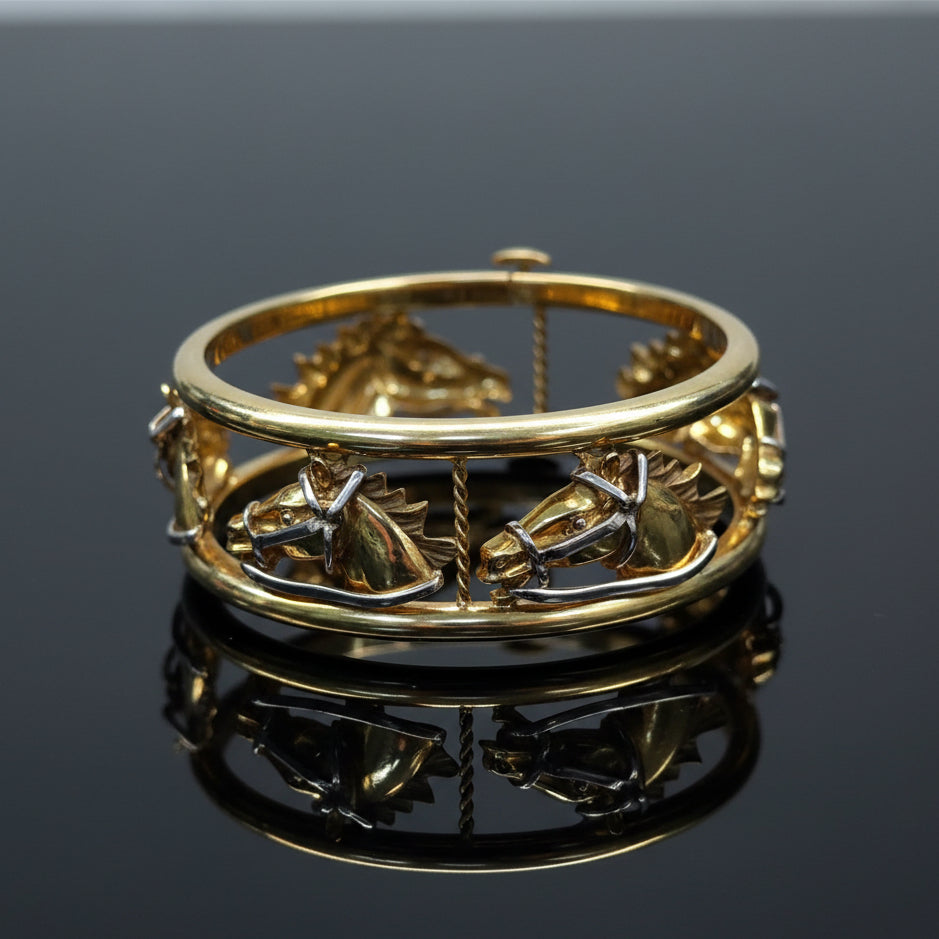 Estate "Cheral" Italian 18K Yellow and White Gold Bangle
