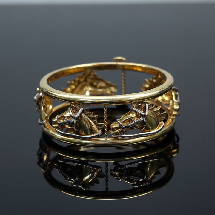 Estate "Cheral" Italian 18K Yellow and White Gold Bangle