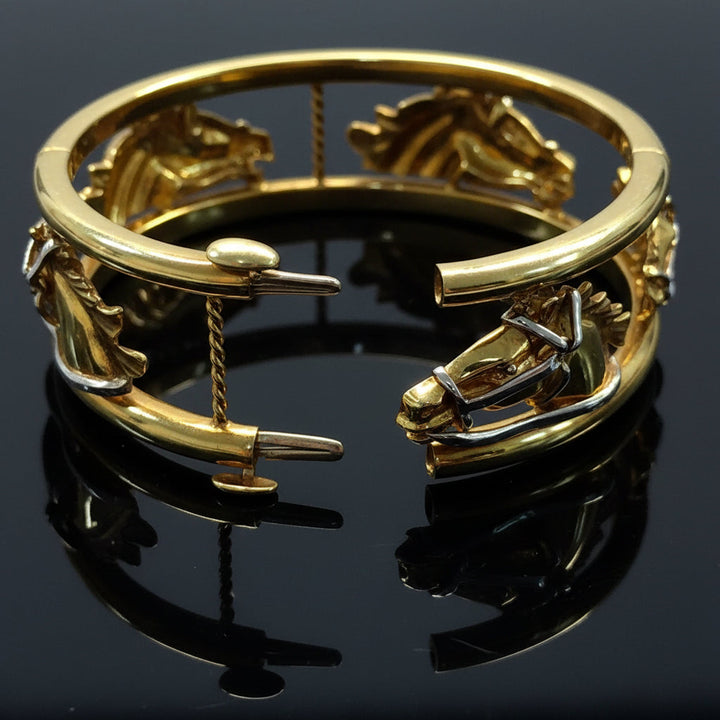 Estate "Cheral" Italian 18K Yellow and White Gold Bangle