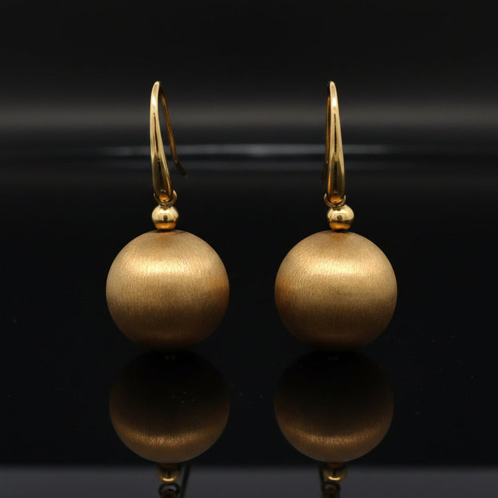 Estate Italian Designer 18Kt Yellow Gold Satin Finish Ball Earring