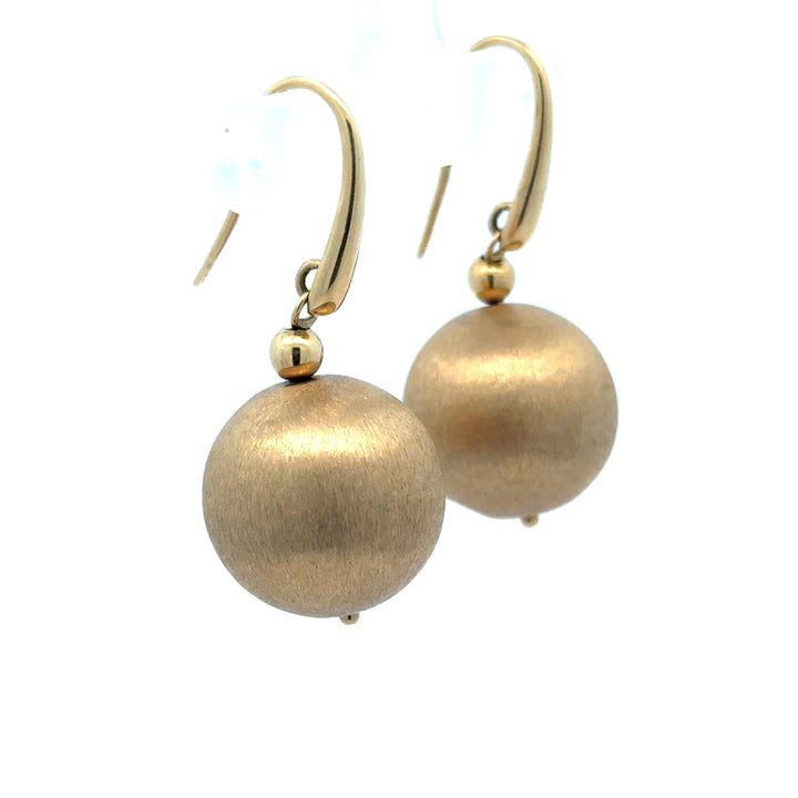 Estate Italian Designer 18Kt Yellow Gold Satin Finish Ball Earring