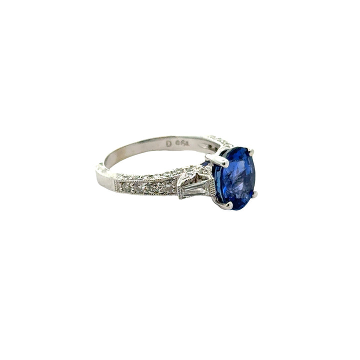Vintage Fine Sapphire & Diamond 18K White Gold Ring