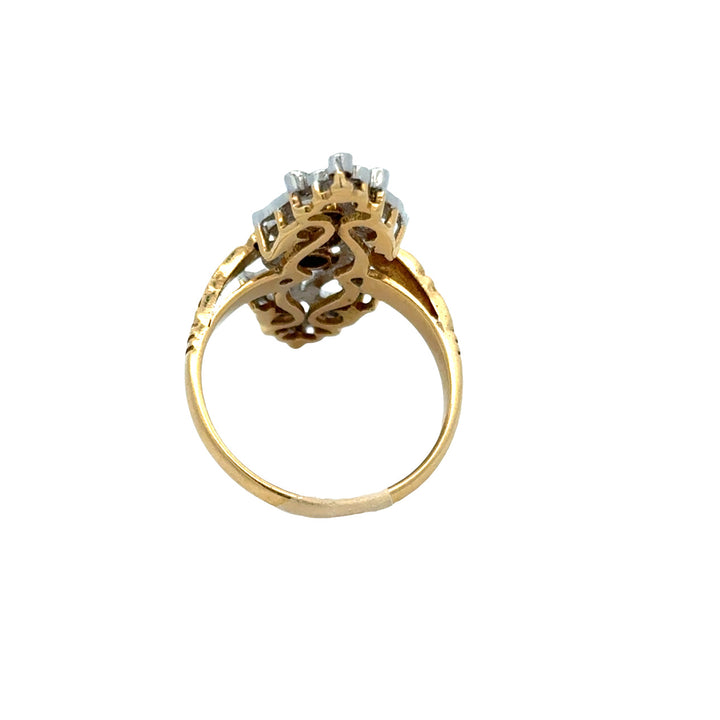 Vintage Sapphire & Diamond 18K White & Yellow Gold Ring